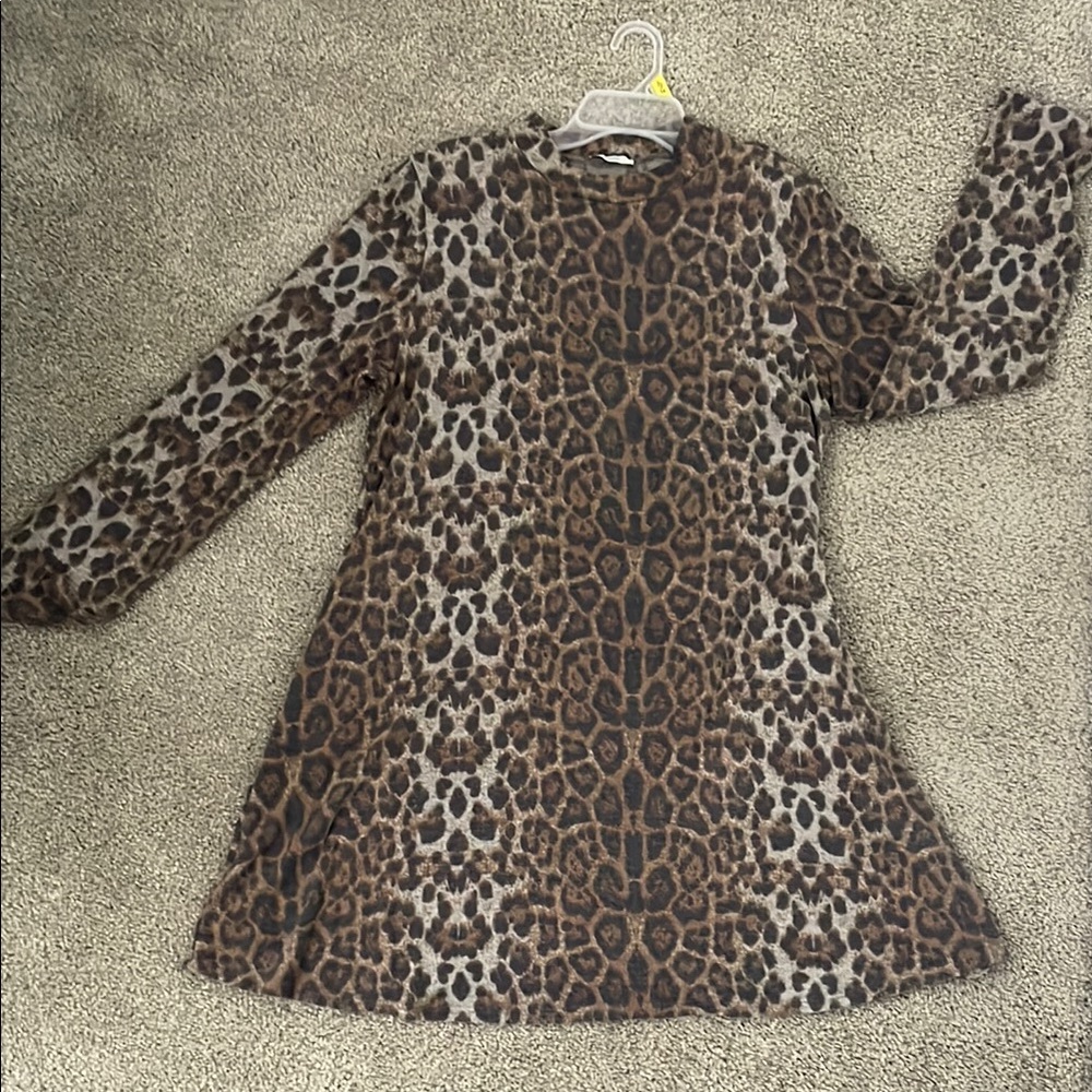 Leopard Print Long Sleeve Dress